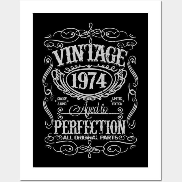 Vintage 1974 46 Years Old Perfectly 46th Birthday Gift Wall Art by semprebummer7